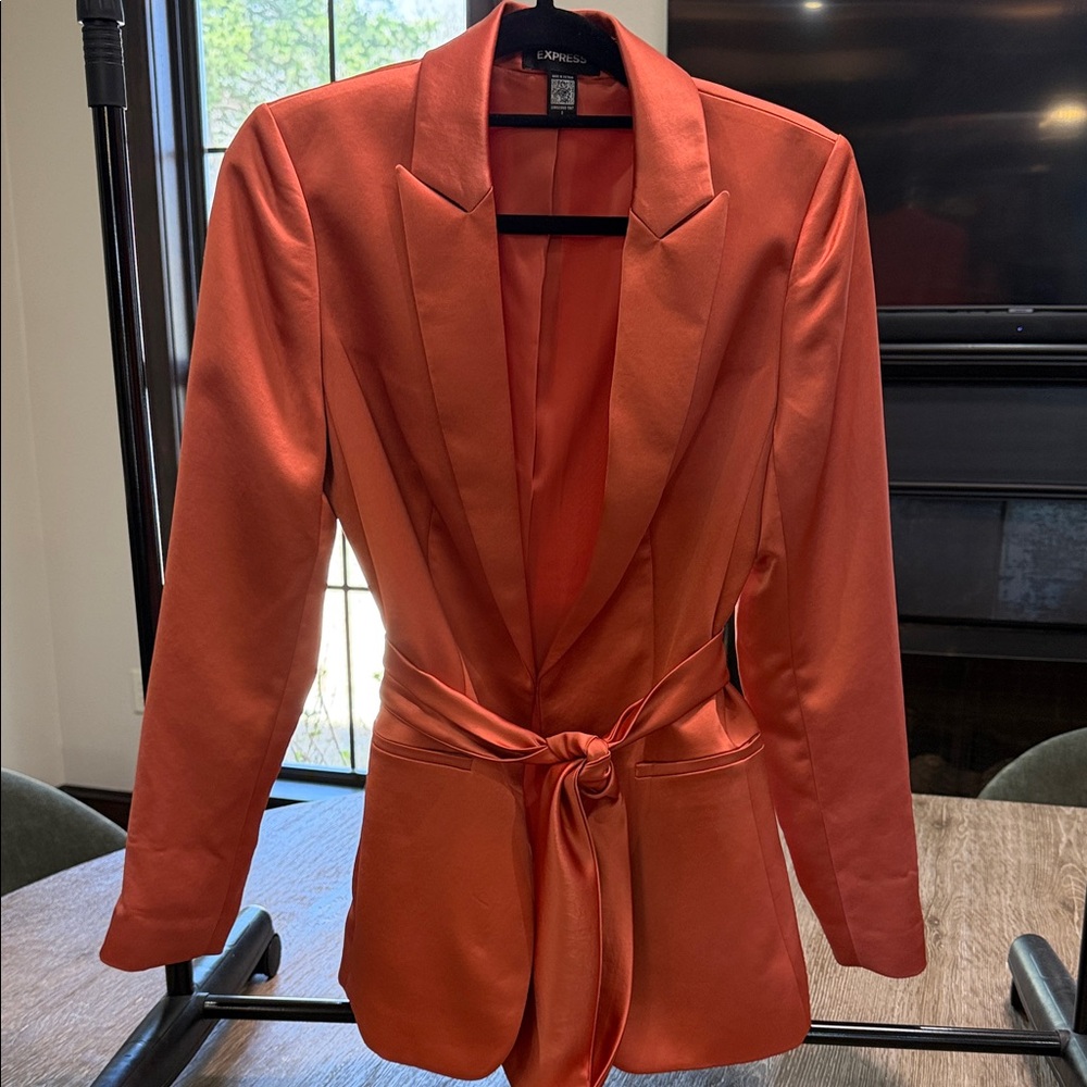 Express Rust Orange Tie-Waist Blazer